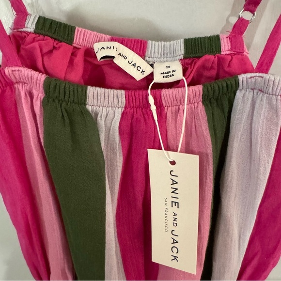 Janie and Jack Pink Striped Romper for Girls Size 12 - Picture 3 of 7